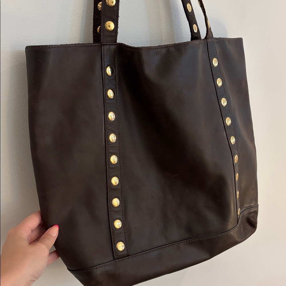 Hammitt butter soft brown leather and suede tote bag with red suede interior - Picture 6 of 9